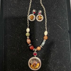 Elegant Multicolor Beaded Necklace and Earring Set